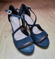 Offene dunkelblaue High Heel Sandalen  / Peeptoe Pumps Gr. 40 Niedersachsen - Hemmingen Vorschau