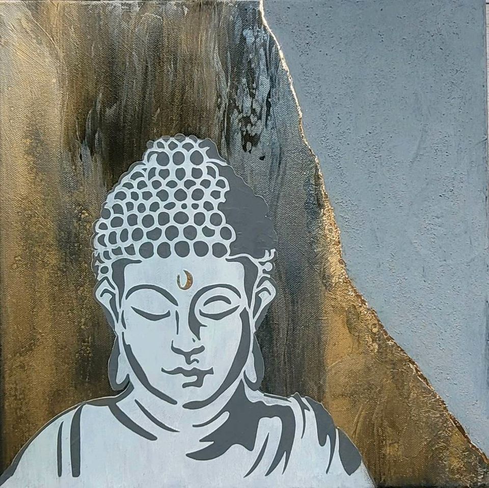 Buddha Wandbild 40x40cm ~ handgefertigtes Unikat in Dresden