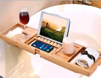 Bambus-Tablett für die Badewanne ausziehbar mit Weinglashalterung Baden-Württemberg - Igersheim Vorschau