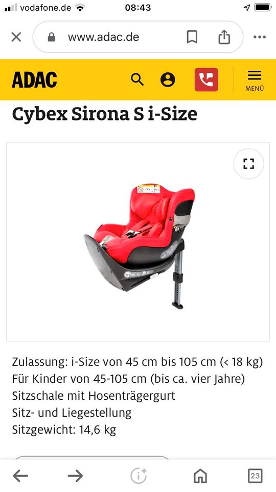 Cybex Kindersitz Sirona in Mötzing