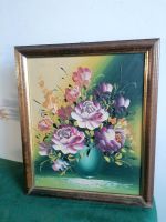 Altes Bild Gemälde Ölgemälde Blumen Vintage Handarbeit 35 cm München - Bogenhausen Vorschau