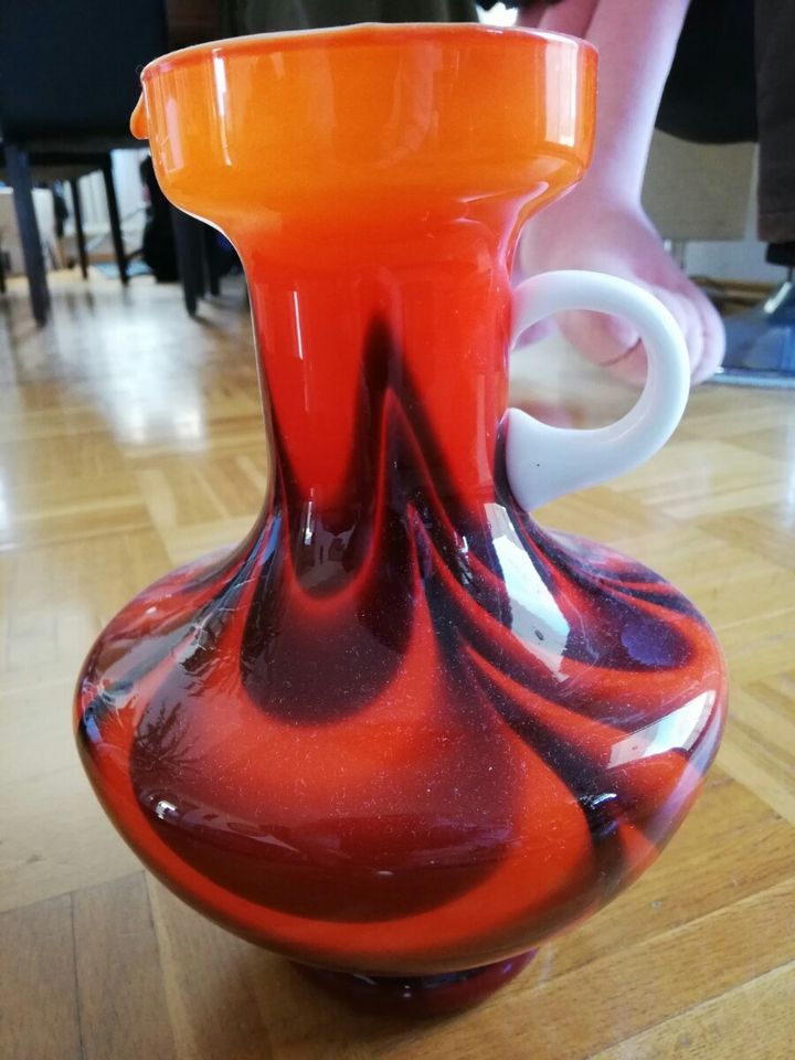 Vase Blumenvase rot-schwarz, Glas Glasvase in Buseck