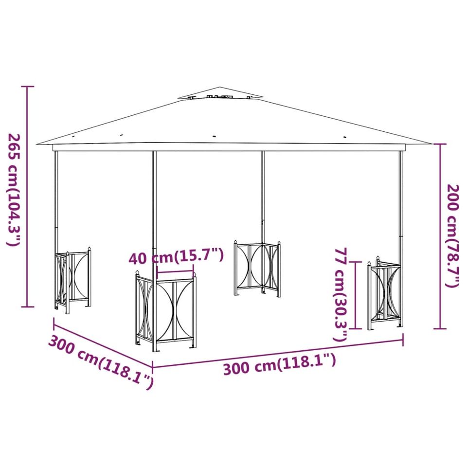 Pavillon mit Doppeldach Anthrazit 3x3x2,65 m in Stuttgart