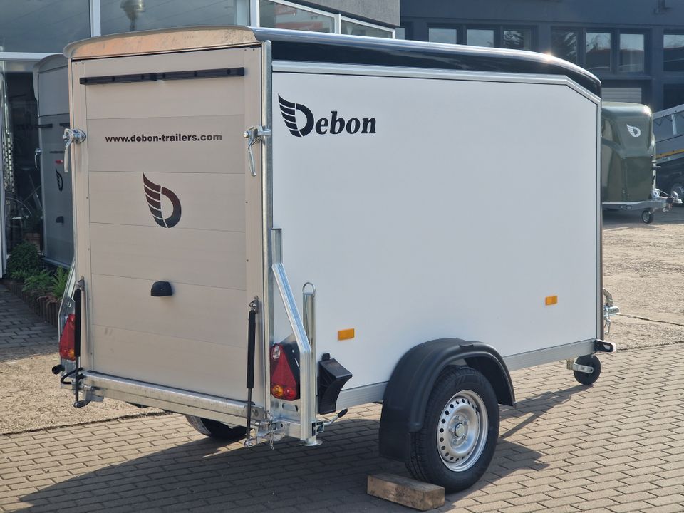 Debon C255 Roadster Plywood-Kofferanhänger | 750kg ungebremst | Rampen-Türkombination in Neundorf