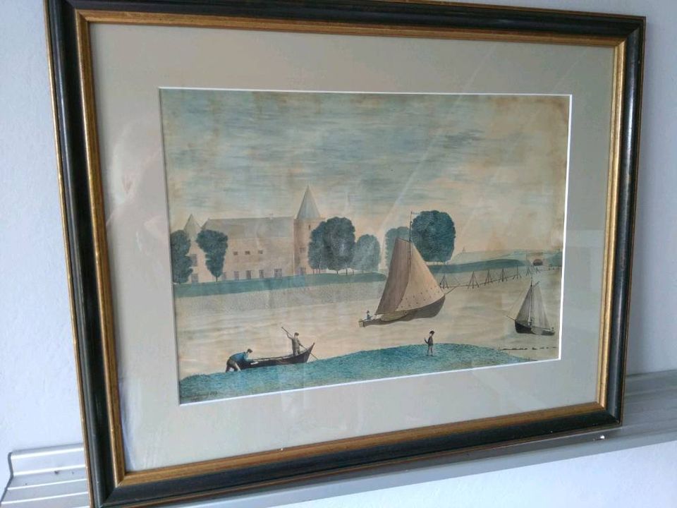 Aquarell Bild Gemälde  antik Holland 1859 signiert in Lüneburg