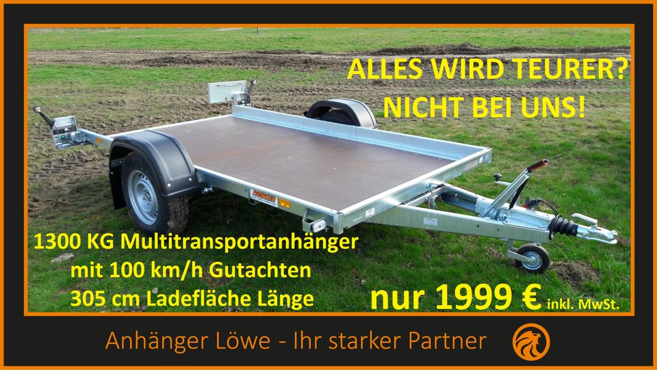 Neuer 1300 KG Plattformanhänger, Anhänger, kippbar, PKW-Anhänger in Ilsede