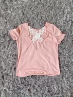 Rosa T-Shirt mit weißer Blumenspitze Niedersachsen - Emmerthal Vorschau