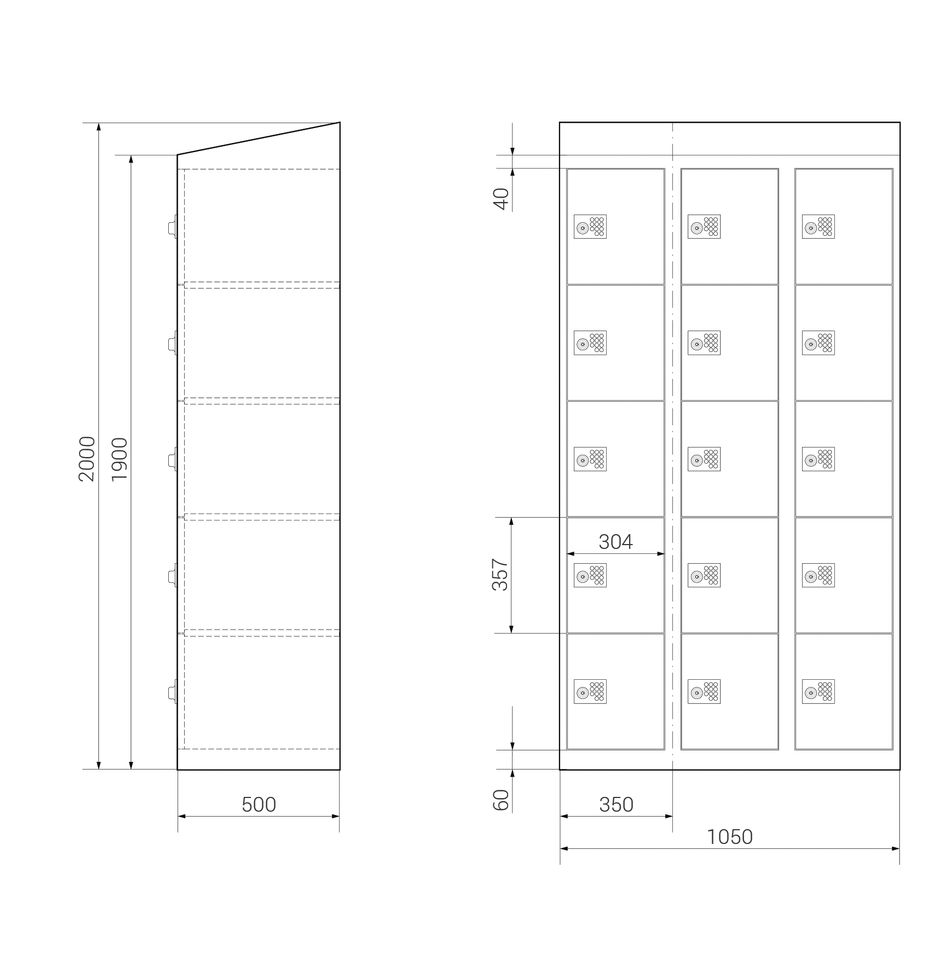 Schließfach-Schrank, Stahl Spind, 15 Fächer, G853-0-D0004-DR in Bad Lausick