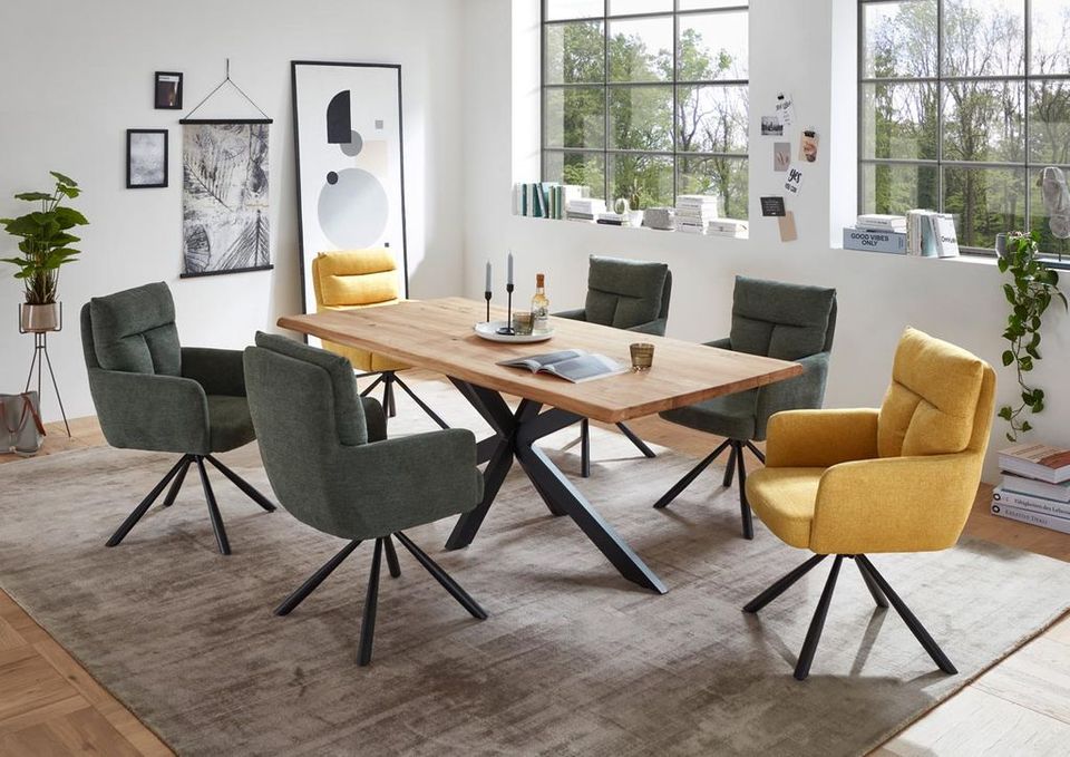 Esstisch Tisch Thea 200 industrial design massiv eiche Baumkante in Twist