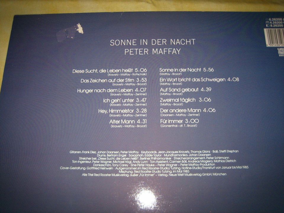 LP Peter Maffay 1985 Sonne in der Nacht in Saal