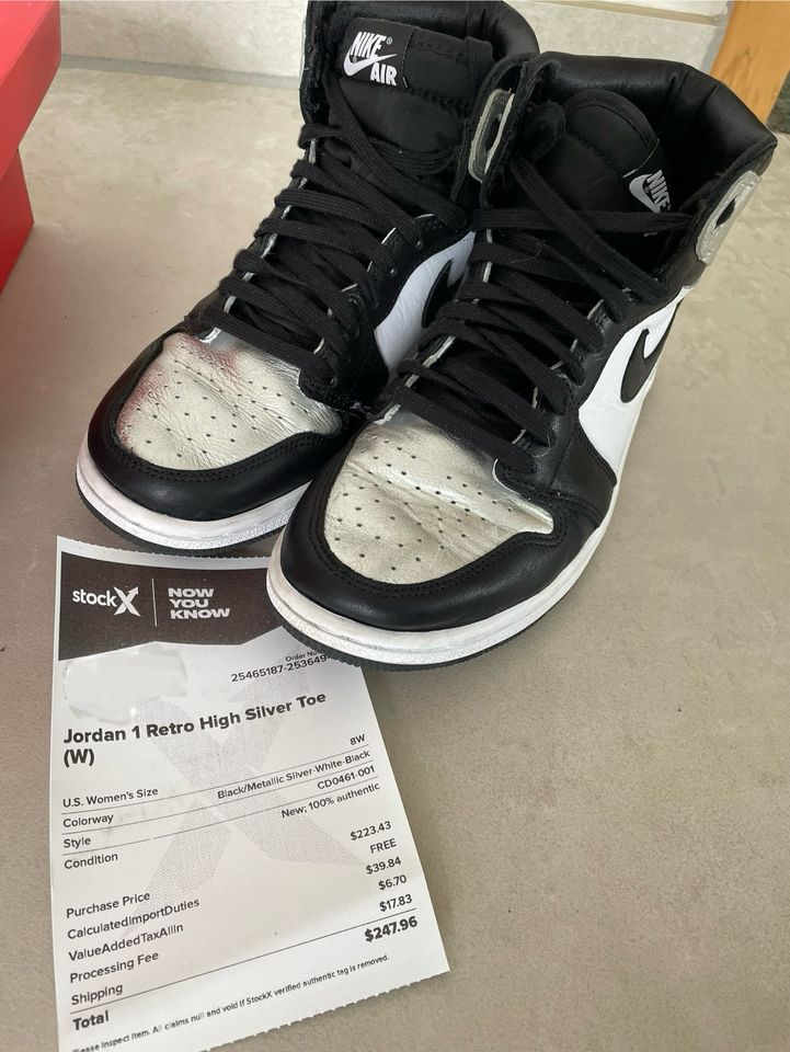 ❤️ Nike Air Jordan 1 Retro High Silver Toe 39 UK 5.5 in Delitzsch