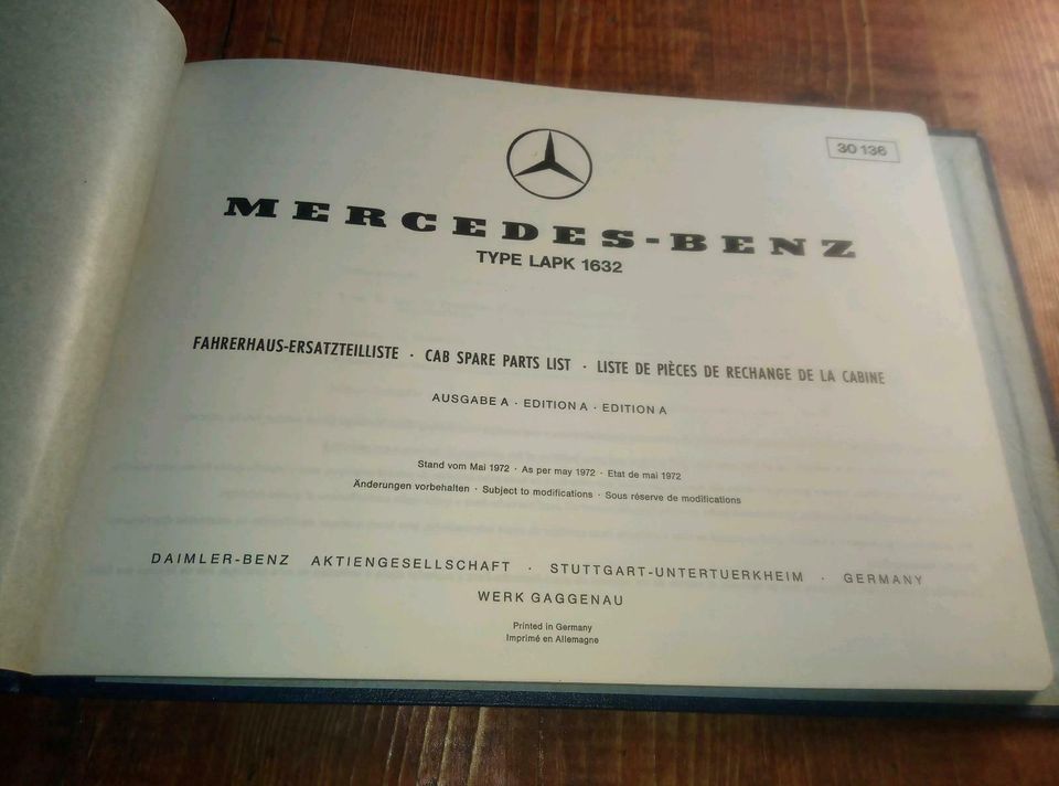 Mercedes-Benz Fahrerhaus-Ersatzteilliste LAPK 1632 in Erwitte
