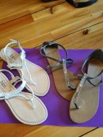 2 Sandalen, Gr. 37, weiß + oliv mit Glitzer, Preis je Paar Nordrhein-Westfalen - Plettenberg Vorschau