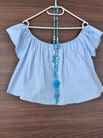 Off - Shoulder Bluse blau weiß gestreift Gr M Zara Bayern - Pyrbaum Vorschau