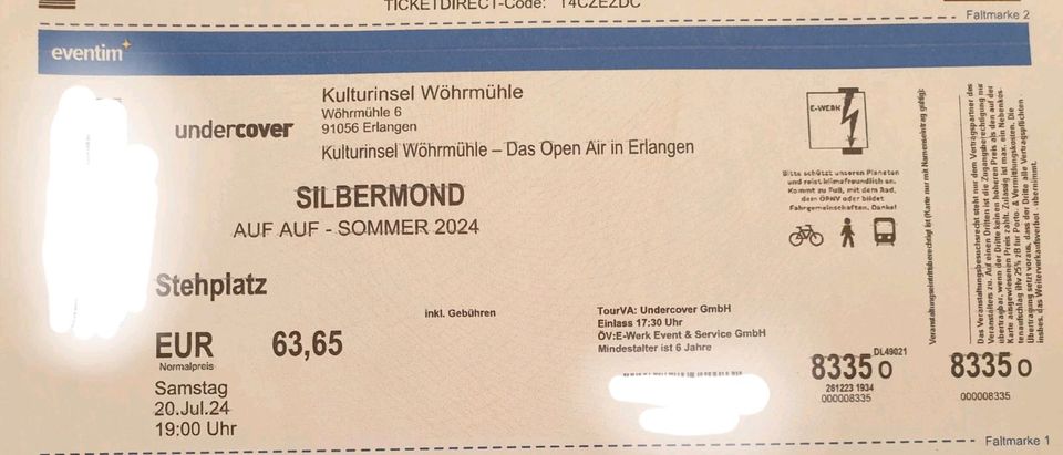 Silbermond Ticket in Gerolzhofen