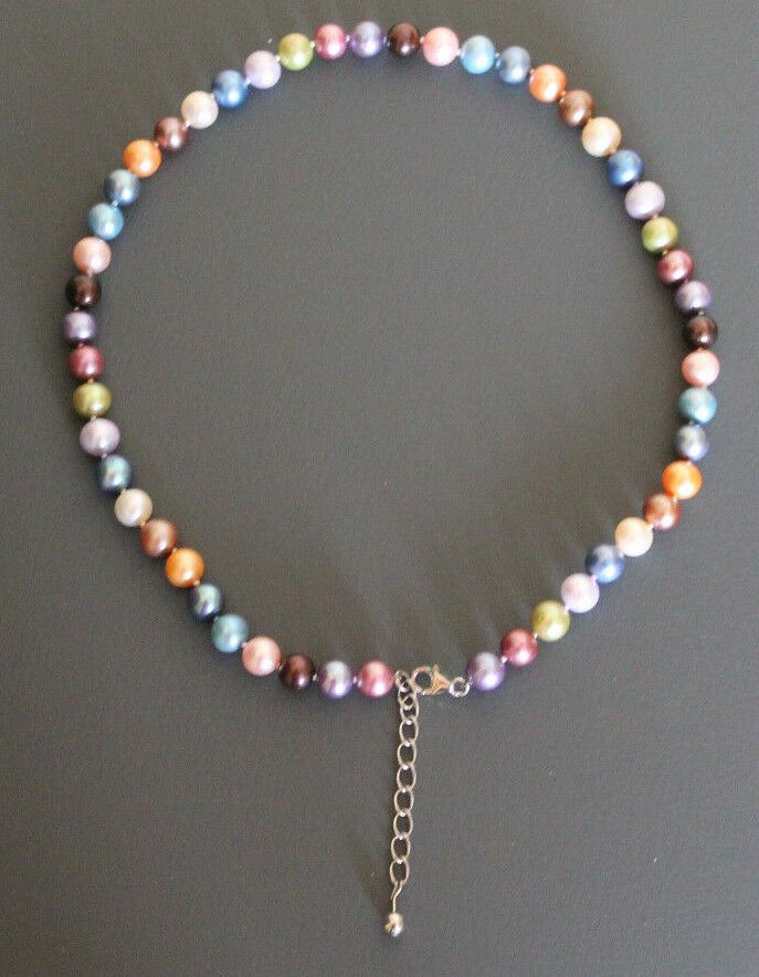 V Halskette Perlenkette multicolor Silber 925, 45 cm lang Verläng in Bacharach