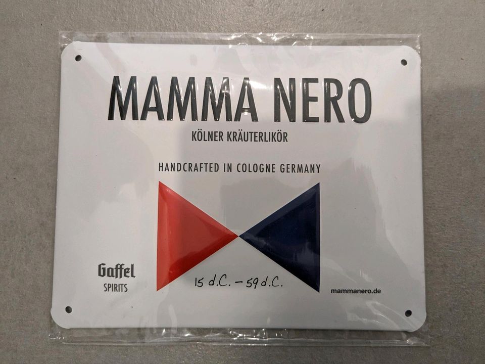 Emailleschild / Blechschild Mamma Nero Kölner Kräuterlikör Gaffel in Kürten