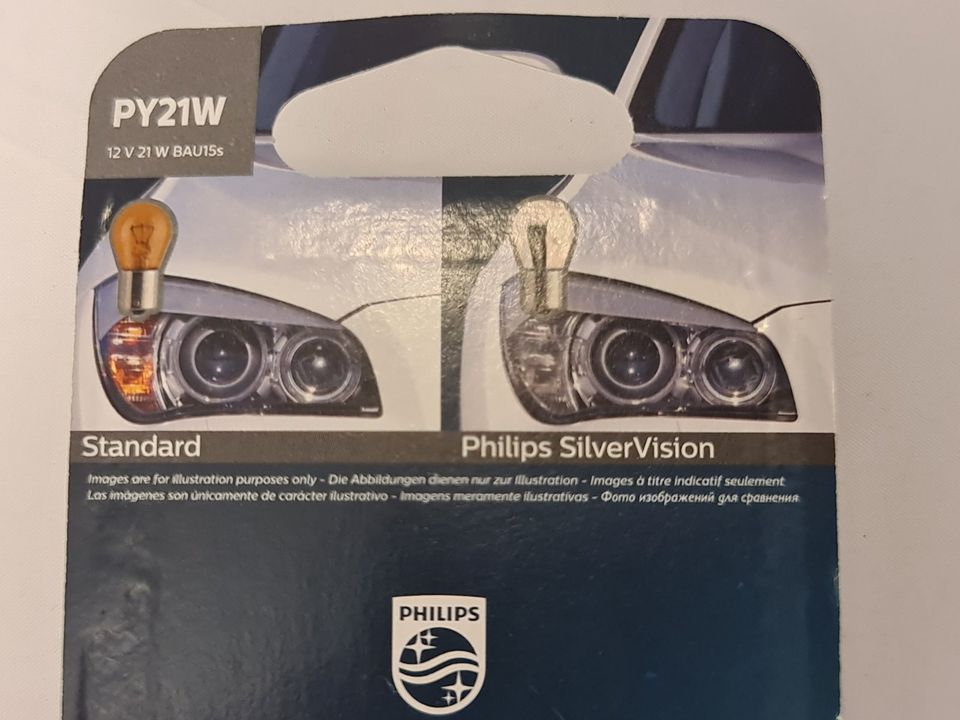 Philips Silver Vision PY21W Blinker BAU15S Glühbirnen,Birne 21Wat in Bad Schwartau