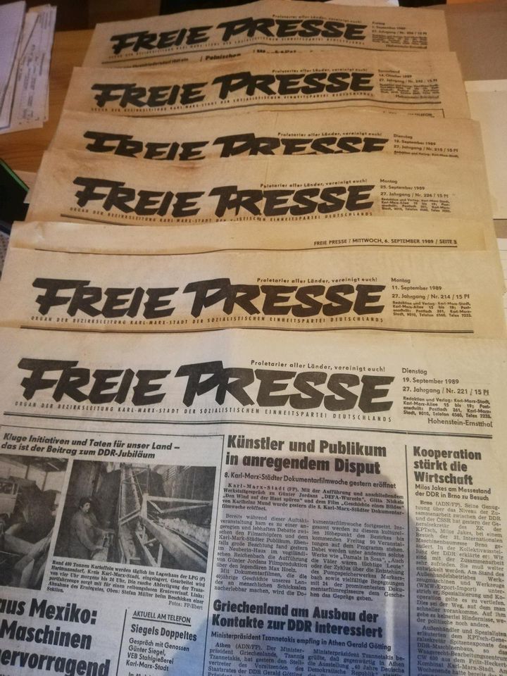 Freie Presse von 1989 in Glauchau