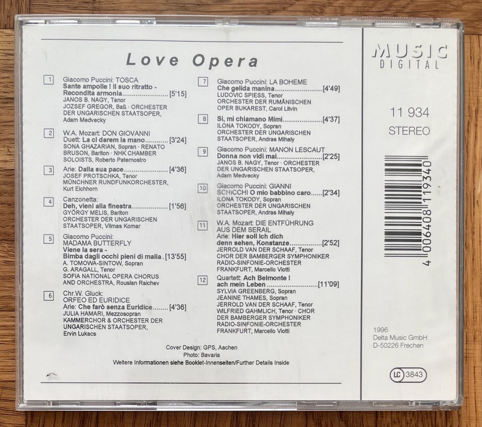 CD ▶︎ Love Opera ◀︎  Mozart, Puccini,… ▹ sehr guter Zustand in Rosengarten