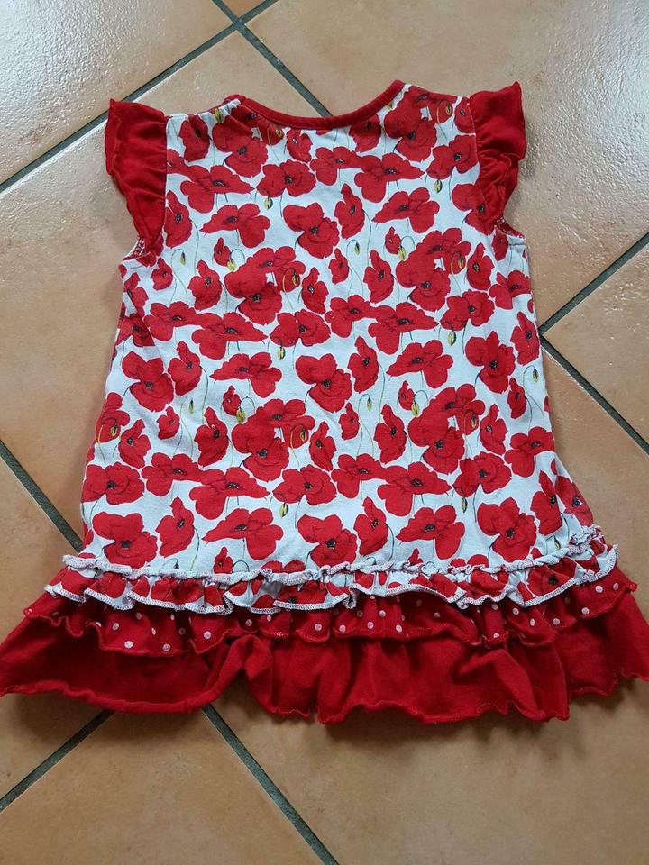 Mix 'n Match Kleid Tunika Gr 92/98 rot weiss MohnBlumen Flower in Mömbris
