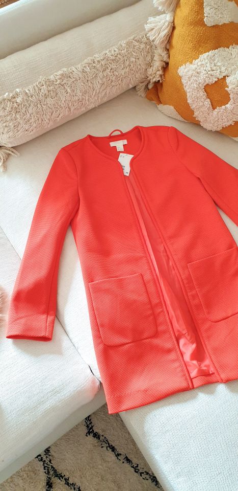 H&M Kurzmantel Mantel Blazer Koralle rot orange XS 34 36 50er neu in Mönchengladbach