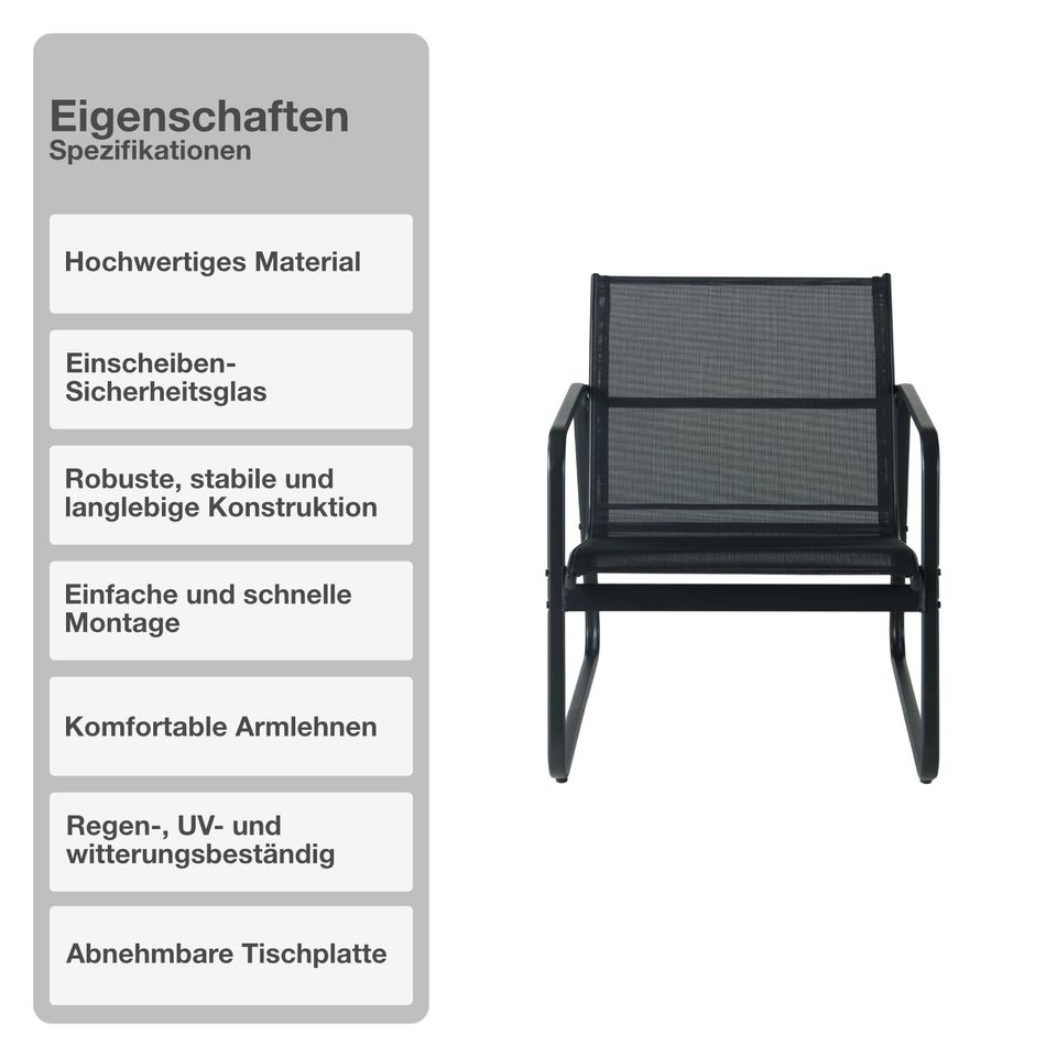 Gartenmöbelset Lounge Sitzgruppe Gartenstühle Gartentisch Schwarz in Wiehl