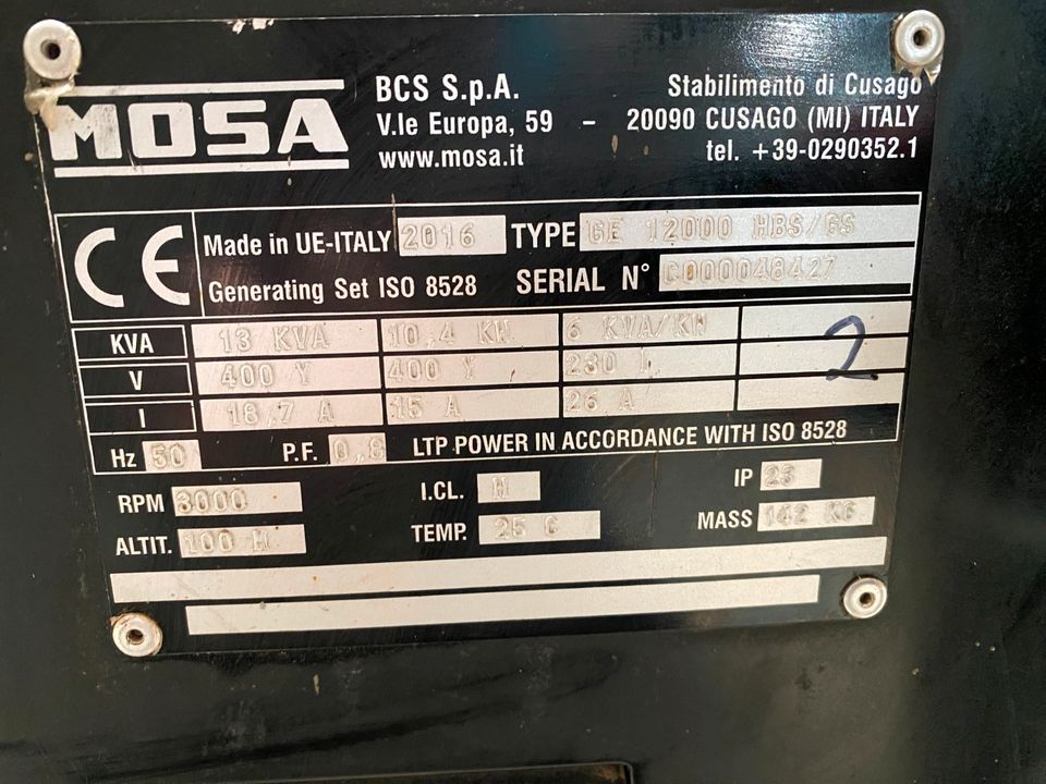 Stromgenerator Stromaggregat Generator MOSA GE 12000 HBS/GS - in Niederkrüchten