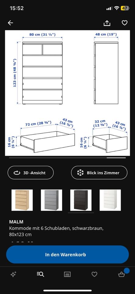 Ikea Malm Kommode schwarz in Dortmund