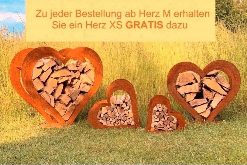 Edelrost Kaminholzregal Set, Gartendekoration Geschenkidee in Emsbüren