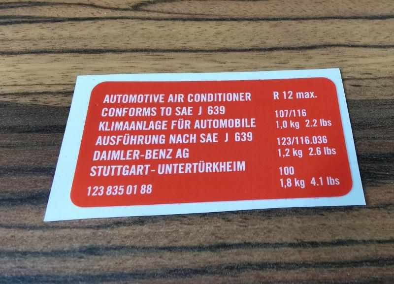 Mercedes W100 600 Aufkleber Klimaanlage 1238350188 in Nordrhein-Westfalen -  Lohmar, Ersatz- & Reparaturteile