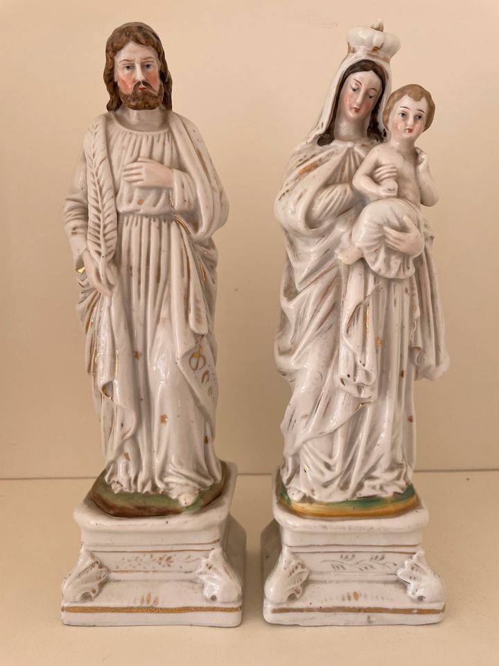 Heiligenfiguren aus Porzellan, Maria mit Kind, Jesus/Josef (?) in Prüm