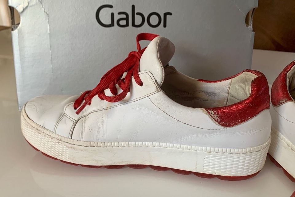 Gabor Sneakers rot weiß Gr. 38 in Zwickau