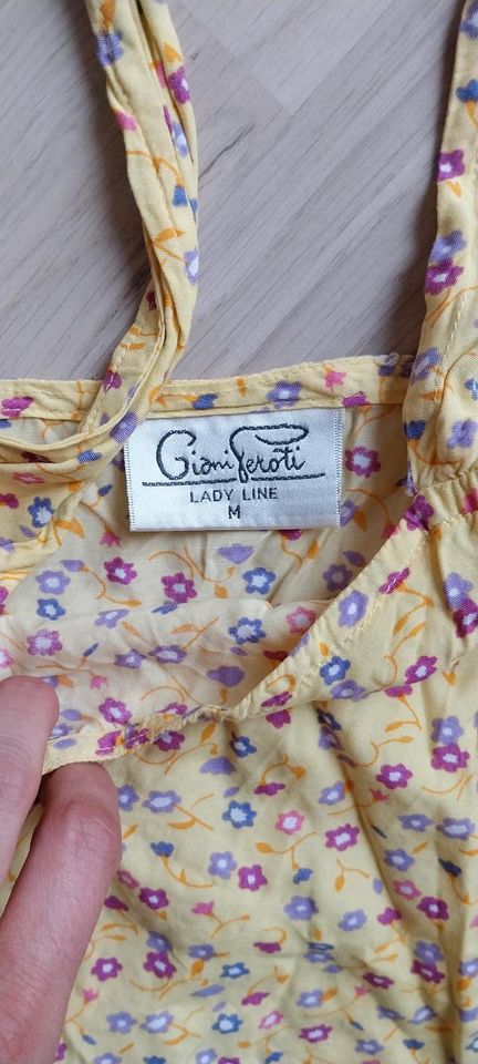 Kleid M 38 Spaghettiträger gelb Blumen Giani Feroti in Waldbrunn