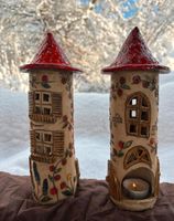 Haus Turm Teelicht Blumen Handarbeit Keramik Bayern - Bernried Niederbay Vorschau