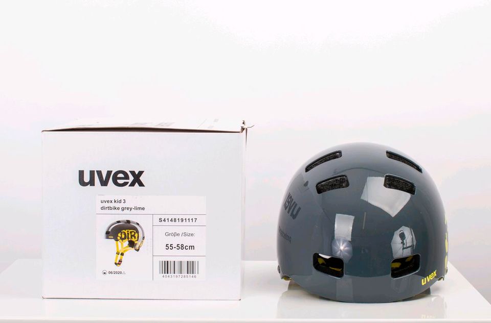 Skaterhelm Uvex , Dirtbike Grey-Lime ,Kopfumfang 55 - 58 cm in Großostheim