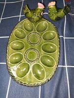 Vintage Keramik Eierplatte grün inkl. Salz -und Pfefferstreuer Nordrhein-Westfalen - Herne Vorschau
