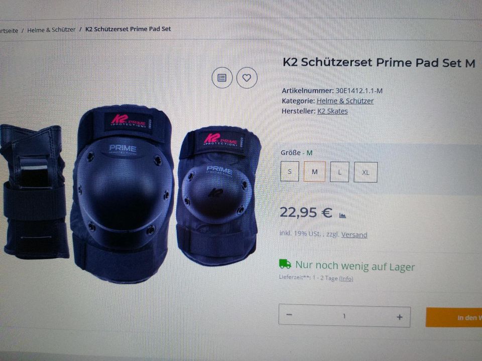 NEU 6 tlg K2 Schützerset Protektoren Skater Schoner Pads Gr.M OVP in Viersen