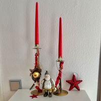 Weihnachtsdeko Kerzenständer rot gold Glitzer Nikolaus Sterne Bayern - Bobingen Vorschau