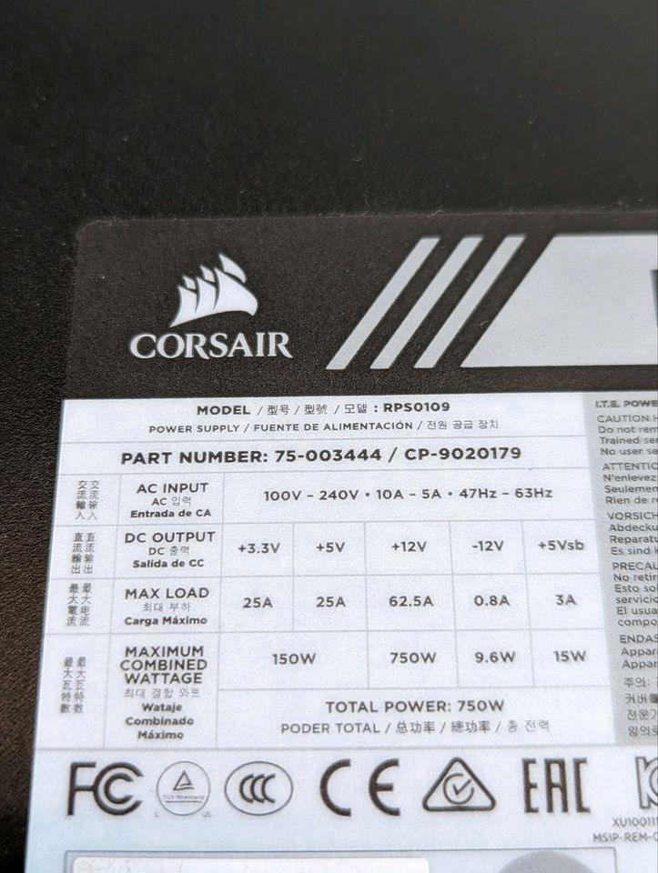 Corsair RM750x Modular Netzteil Ungetestet in Stade