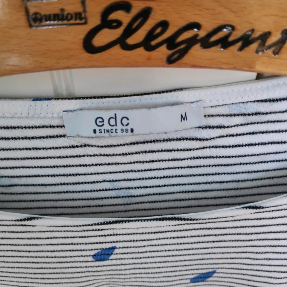 EDC Shirt Langarmshirt Longsleeve weiß gestreift Regentropfen M in Hamburg