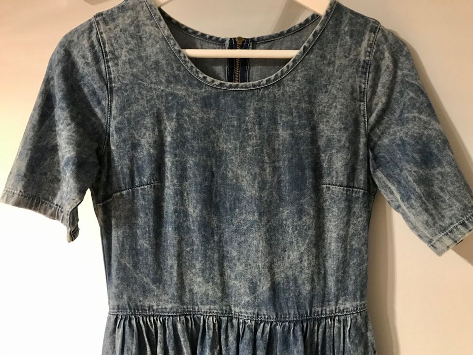 Kurzarm Sommer Kleid Gr 34 XS blau 100%  Baumwolle in Stuttgart