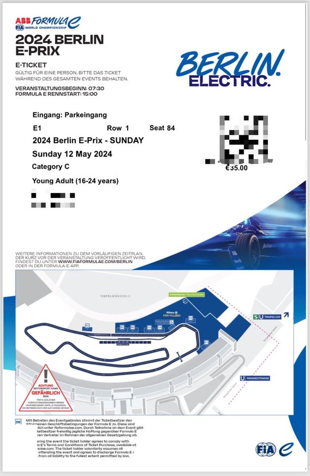 2 Tickets // Formula E Berlin Sonntag 12.05.2024 in Bardowick