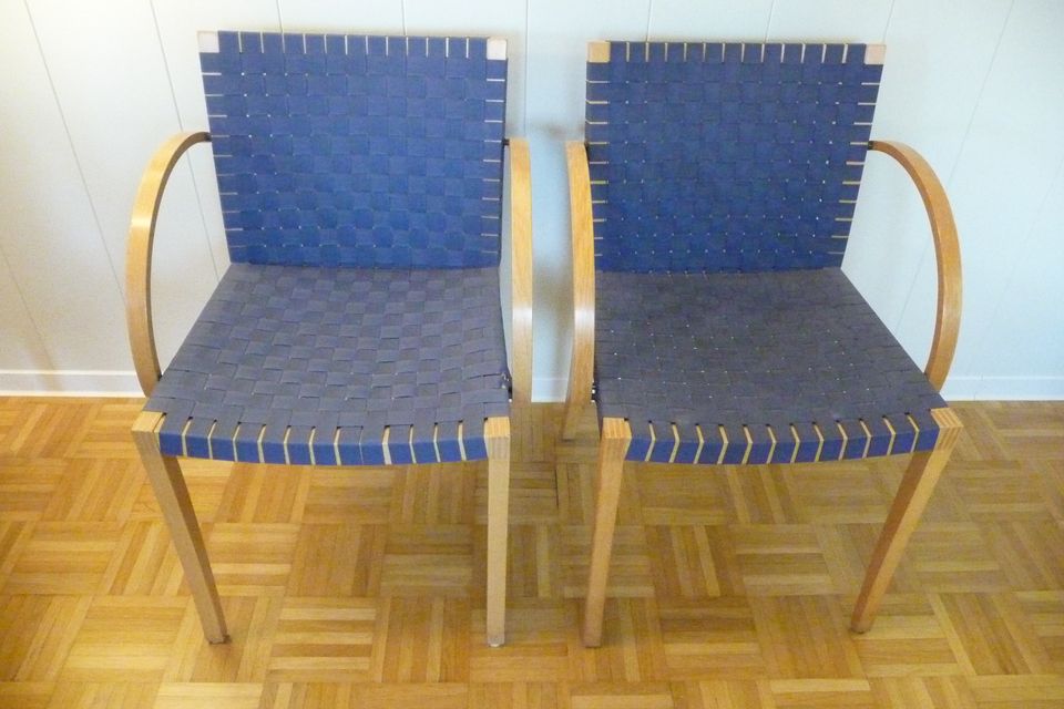 Thonet 737F Stühle Sessel Peter Maly Armlehne Gurtband blau 2 St. in Wistedt