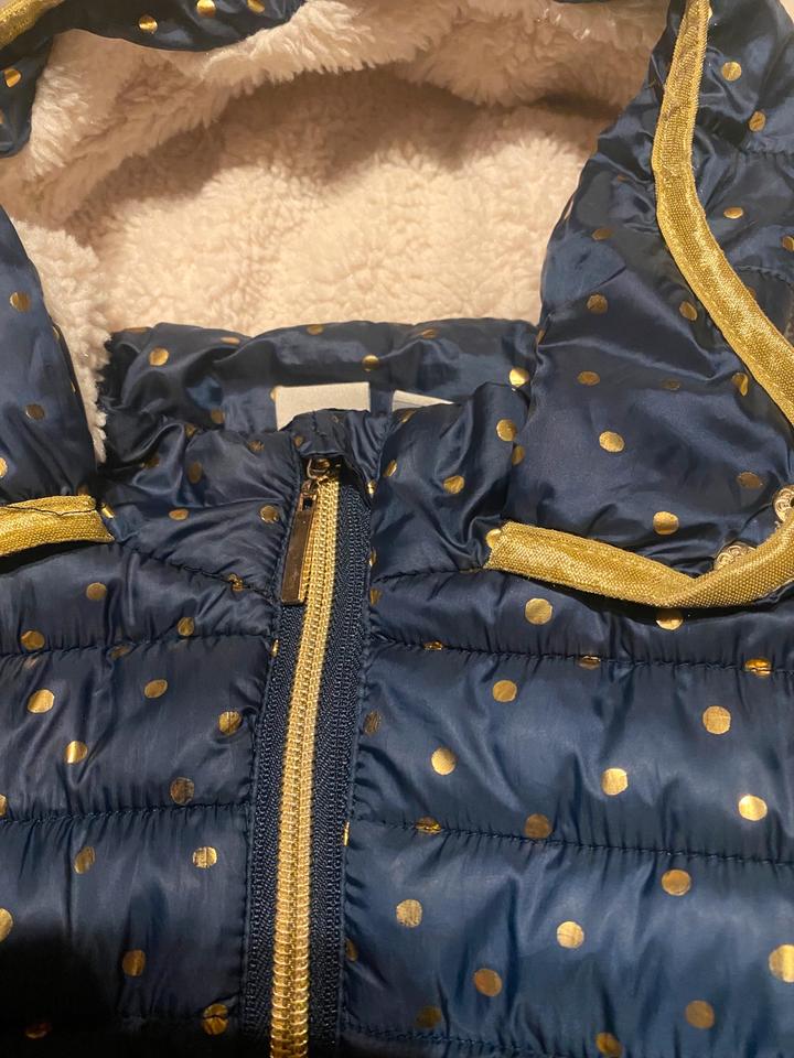 Süsser warmer Wintermantel Winterjacke blau gold Gr.98 in Niederrieden