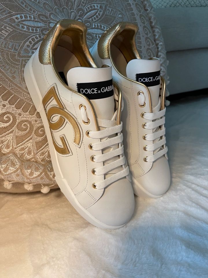 Dolce & Gabbana Sneaker weiß gold Größe 41 neu in Essen