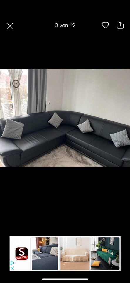 Couch in schwarz Kunstleder in Hamburg