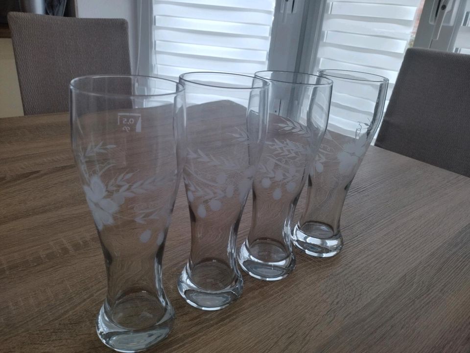 4 x Weizenglas, Hefeweizen-Gläser, 0,5l, verziert in Neu Wulmstorf