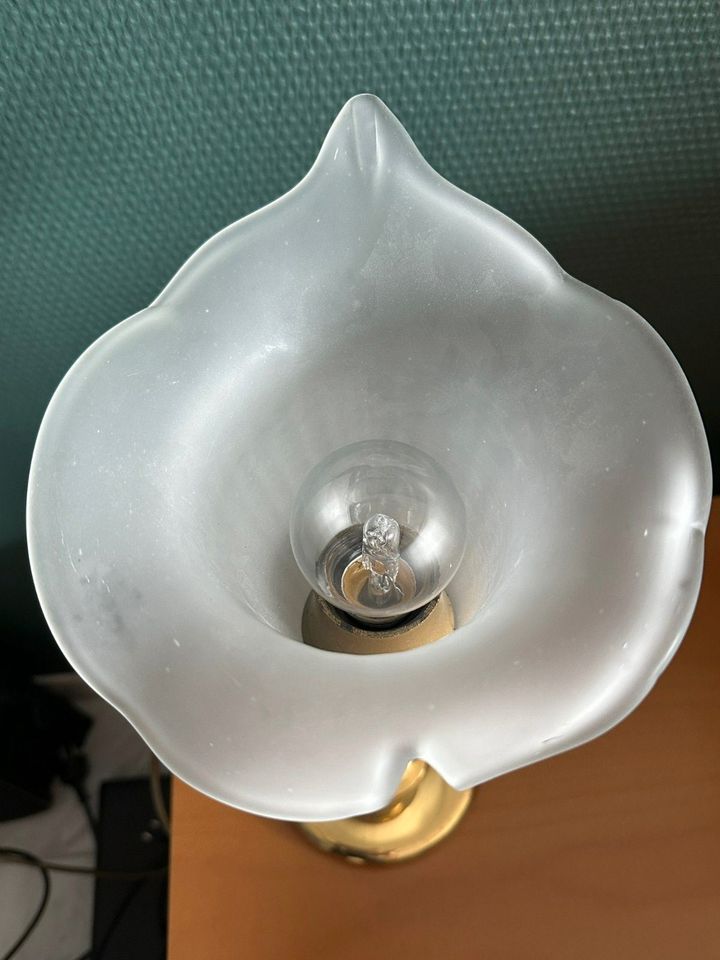 Tischlampe Tischleuchte Glas-Calla-Blüte Messingfuß in Neu Ulm