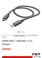 HAMA USB-C Ladekabel 2x1.5m Thüringen - Nordhausen Vorschau